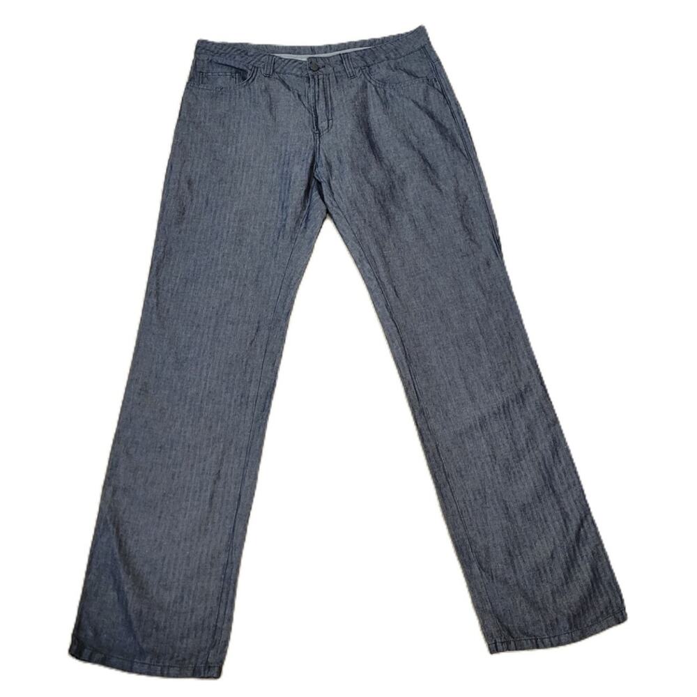 Versace Collection City Pants‎ Linen Blend Comfort Blue Pinstripes Men's Size 36